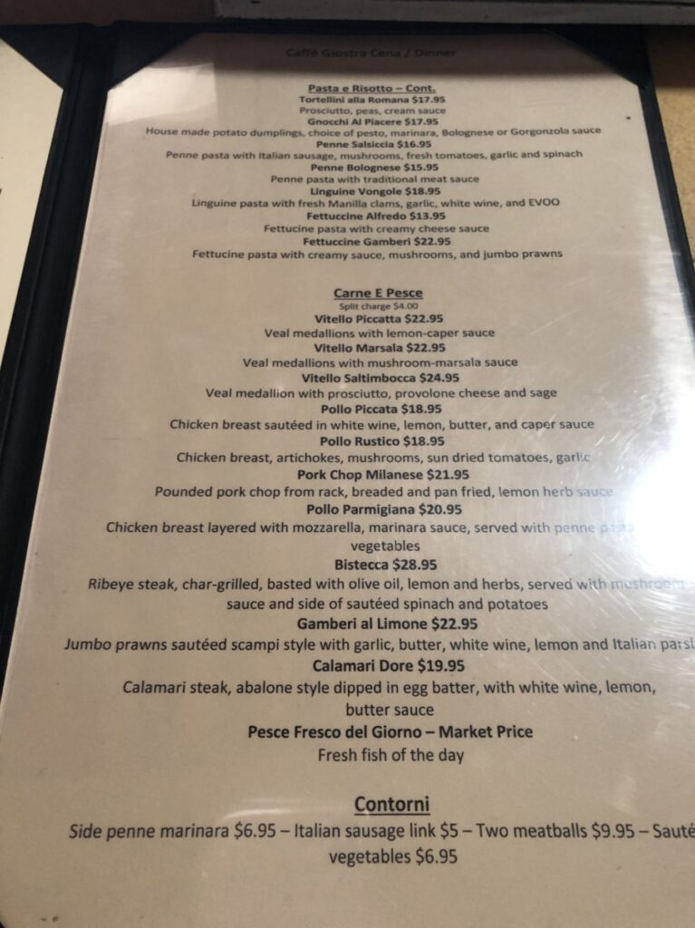 Caffe Giostra Menu 1